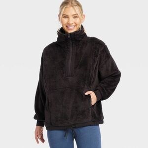 JoyLab High Pile Black Large Fleece Pullover Jacket